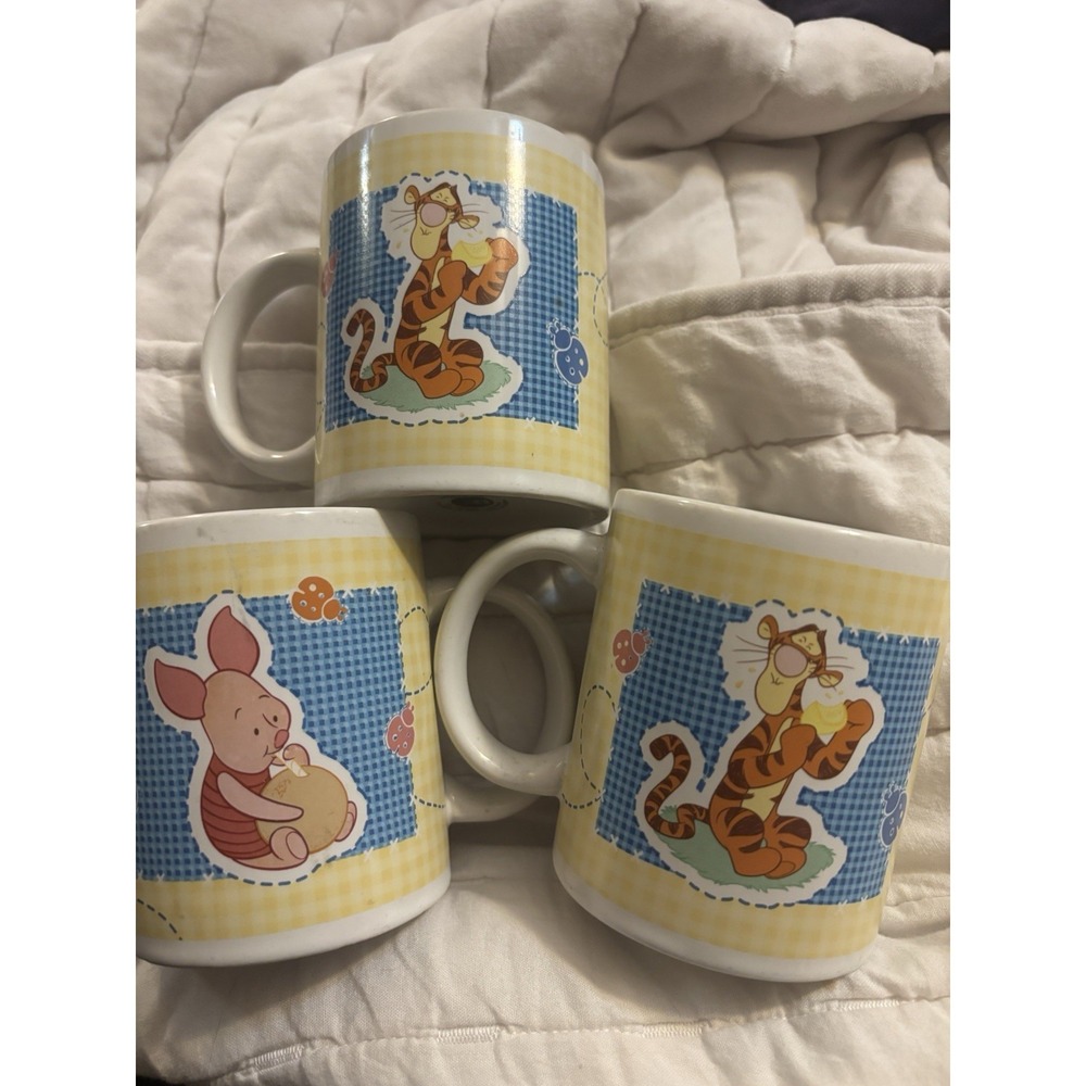 Set Of 3 Disney Winnie Pooh Tigger Piglet Coffee Mugs Cups Houston Harvest Brand